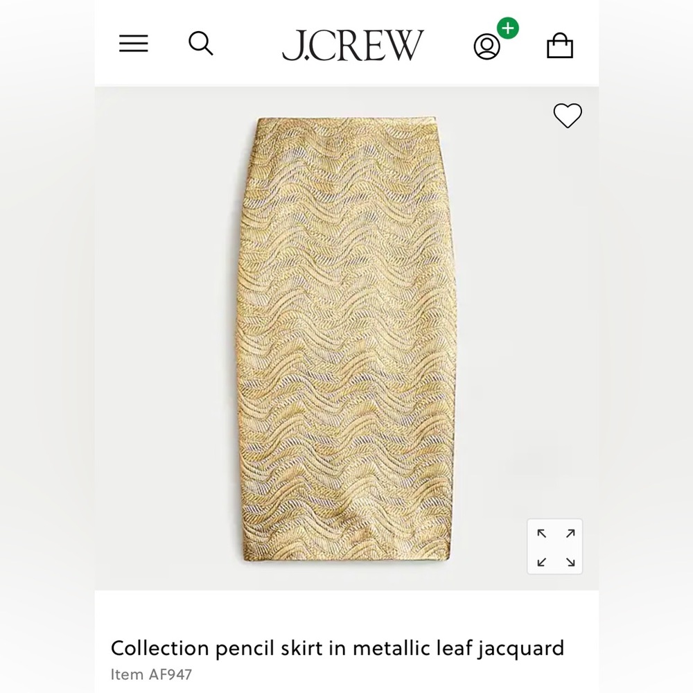 NWT- Collection pencil skirt in metallic leaf jacquard. Size 12 runs small